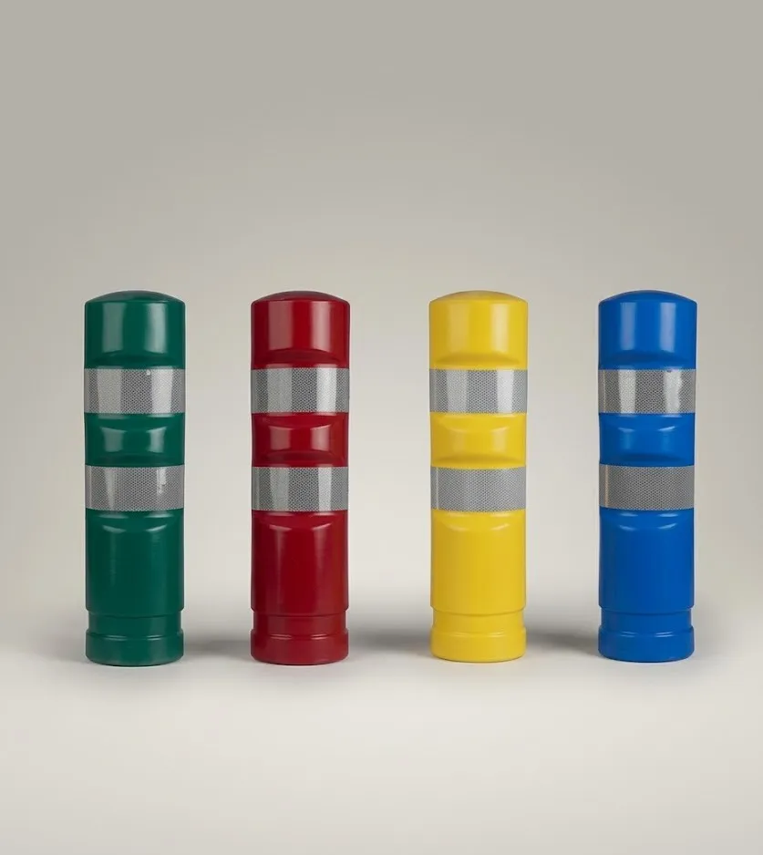 Bolardos de señalización de Noemol en verde, rojo, amarillo y azul
